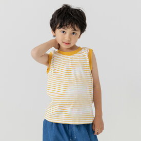 【在庫処分セール】 ゆうパケ送料無料 キッズ タンクトップ ボーダー ノースリーブ 子供服 ベビー服 インナー 男の子 スラブ天竺 トップス 綿100％ 先染め 細ピッチ chil2 チルツー 夏服 80 90 100 110 120 130 140 150cm [M便 1/2]