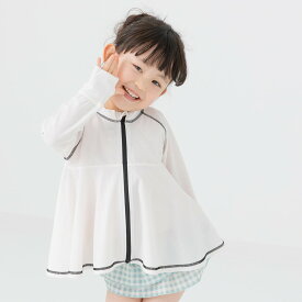 ゆうパケ送料無料 ラッシュガード キッズ 長袖 女の子 フリル 子供用 ベビー服 水着 無地 ジップアップ フードなし UVカット 紫外線対策 アウトドア 水遊び 夏 80 90 100 110 120 130 140cm [M便 1/1]