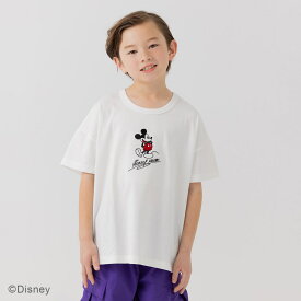 ミッキーマウス キッズ 半袖 Tシャツ 子供服 ディズニー 男の子 女の子 綿100％ ワイド トップス Disney 刺繍 フロッキー 夏服 100 110 120 130 140 150 160cm [M便 1/2]