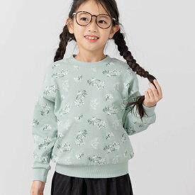 ゆうパケ送料無料 トレーナー キッズ 綿100％ 子供服 ベビー服 長袖 総柄 女の子 裏毛 トップス スウェット chil2 チルツー 秋冬服 通園 通学 80 90 100 110 120 130 140cm [M便 1/1]