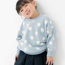 ゆうパケ送料無料 トレーナー キッズ 綿100％ 子供服 ベビー服 長袖 総柄 女の子 裏毛 トップス スウェット chil2 チルツー 秋冬服 通園 通学 80 90 100 110 120 130 140cm [M便 1/1]
