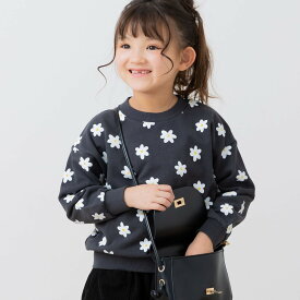 ゆうパケ送料無料 トレーナー キッズ 綿100％ 総柄 子供服 ベビー服 長袖 女の子 裏毛 スウェット トップス chil2 チルツー 秋冬服 通園 通学 80 90 100 110 120 130 140cm [M便 1/1]