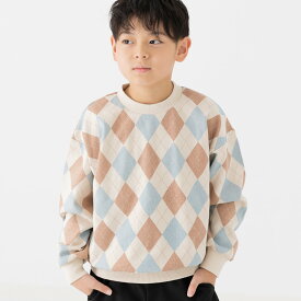 ゆうパケ送料無料 トレーナー キッズ 綿100％ 総柄 子供服 ベビー服 長袖 男の子 女の子 裏毛 スウェット トップス chil2 チルツー 秋冬服 通園 通学 80 90 100 110 120 130 140cm [M便 1/1]