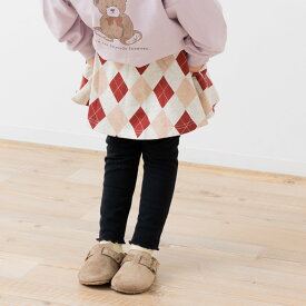 スカッツ スカートパンツ キッズ ストレッチ フレア ポケット 子供服 ベビー服 10分丈 レギンス 女の子 裏毛 総柄プリント 柄バリ chil2 チルツー 秋冬服 ボトムス 90 100 110 120 130 140cm