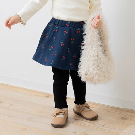 スカッツ スカートパンツ キッズ ストレッチ フレア ポケット 子供服 ベビー服 10分丈 レギンス 女の子 裏毛 総柄プリント 柄バリ chil2 チルツー 秋冬服 ボトムス 90 100 110 120 130 140cm