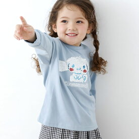 サンリオ キャラクター 長袖 Tシャツ ロンT ハローキティ クロミ マイメロディ シナモロール ポムポムプリン キッズ 子供服 ベビー服 女の子 スパンコール SANRIO 秋冬服 80 90 100 110 120 130 140cm [M便 1/2]