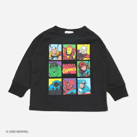 マーベル キャラクター ロンT 長袖 Tシャツ 子供服 キッズ ラグラン 男の子 天竺 トップス アベンジャーズ スパイダーマン MARVEL 秋服 100 110 120 130 140cm [M便 1/2]
