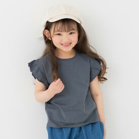 ゆうパケ送料無料 半袖 Tシャツ キッズ 女の子 子供服 ベビー服 袖フリル 半そで 無地 夏服 可愛い シンプル 綿100% コットン 天竺 カラフル トップス 80 90 100 110 120 130 140 150 160cm chil2 チルツー [M便 1/2]