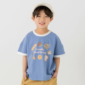 ゆうパケ送料無料 半袖 Tシャツ キッズ ビッグシルエット ワイド リンガー 子供服 ベビー服 男の子 女の子 プリント 天竺 綿100％ トップス イラスト 柄バリ 配色 chil2 チルツー 夏 80 90 100 110 120 130 140cm [M便 1/2]