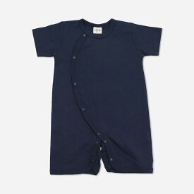 ゆうパケ送料無料 ロンパース カバーオール ミニ 半袖 新生児 ベビー服 無地 男の子 女の子 ユニ 子供服 赤ちゃん 前開き 全開き 天竺 綿100% お部屋着 肌着 出産祝い 春夏服 50-60 60-70cm [M便 1/2]