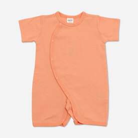 ゆうパケ送料無料 ロンパース カバーオール ミニ 半袖 新生児 ベビー服 無地 男の子 女の子 ユニ 子供服 赤ちゃん 前開き 全開き 天竺 綿100% お部屋着 肌着 出産祝い 春夏服 50-60 60-70cm [M便 1/2]