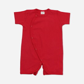 ゆうパケ送料無料 ロンパース カバーオール ミニ 半袖 新生児 ベビー服 無地 男の子 女の子 ユニ 子供服 赤ちゃん 前開き 全開き 天竺 綿100% お部屋着 肌着 出産祝い 春夏服 50-60 60-70cm [M便 1/2]