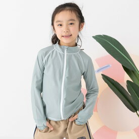 [セール] ゆうパケ送料無料 ラッシュガード キッズ 長袖 無地 男の子 女の子 ジップアップ フードなし 子供用 ベビー 水着 小学生 UVカット 紫外線対策 前あき 水遊び 白 黒 紺 夏 [M便 1/1]