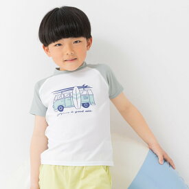 ゆうパケ送料無料 ラッシュガード キッズ 半袖 Tシャツ 速乾 子供用 水陸両用 ラグラン 男の子 かぶり UVカット 水着 紫外線対策 日焼け防止 水遊び着 フードなし 夏服 100 110 120 130 140cm [M便 1/2]
