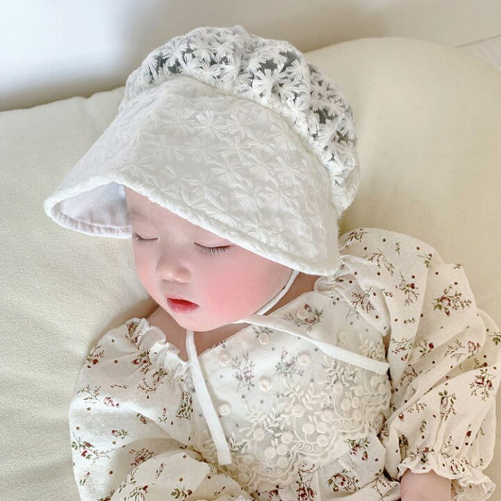 楽天市場】ベビー帽子 リボンレース ボンネット 赤ちゃん 帽子 キッズ 