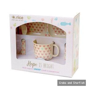 子供食器 rice ライス ギフトBOX キッズメラミン カップキッズ 食器 メラミン 食器 セット メラミンカップ 片手マグ コップ スプーン フォーク プレート 皿 食器ギフト メラミン素材 クジラ カ