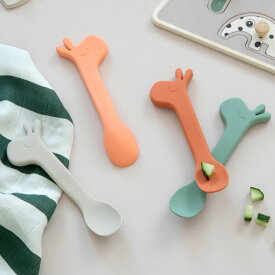シリコンスプーン（2本セット） ラリー DonebyDeer ダンバイディア 北欧 北欧雑貨 デンマーク 食器 子供用食器 ベビー 赤ちゃん 女の子 男の子 ギフト プレゼント 出産祝い
