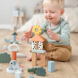 ビルディングブロックセット 34ピース ディアフレンズ 積み木 積木 DonebyDeer ダンバイディア 北欧 北欧雑貨 おもちゃ 知育玩具 デンマーク 木製 ファーストトイ 動物 ベビー 赤ちゃん 女の子 男の子 ギフト プレゼント 出産祝い