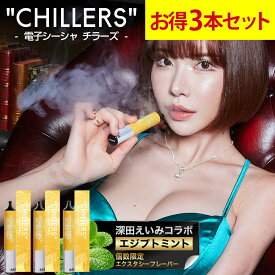 シーシャ 持ち運び 電子タバコ タール ニコチン0 ニコチン フリー CHILLERSお得3本セット【深田えいみコラボ限定】エジプトミント