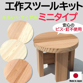 かんたん工作キット ミニスツール 名入れ加工可 椅子 無垢材 天然木材 国産木材 日本製 国内生産 受注生産 大川家具 工作 木育 宿題 課題 夏休み 木製 小学生 ワークショップ