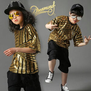 ダンス 衣装 ヒップホップ 韓国 子供服【上下セット パンツ 半袖トップス】 ダンス 衣装 ヒップホップ キッズ 女の子 男の子 HIPHOP DANCE 個性的 派手 男の子 スポーツ パンツ 半袖トップス 運