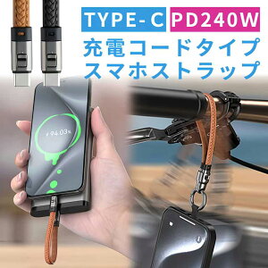 【11%OFFクーポン配布〜21日迄】USBケーブル USB Type-C ケーブル ストラップ 急速充電 PD240W対応 ハンドストラップ iPhone16 22cm タイプC 充電ケーブル USB-Cケーブル おしゃれ キーホルダー