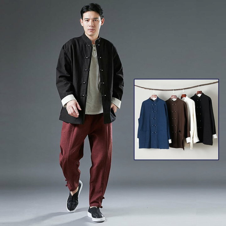 楽天市場】チャイナ服 メンズ ジャケット カンフー服 男性用 白袖 