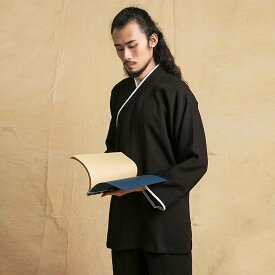 チャイナ服 スーツ 上下 メンズ 男性用 漢服 禅服 斜め開き 斜め襟 セットアップ 中華風 作務衣 送料無料 綿麻