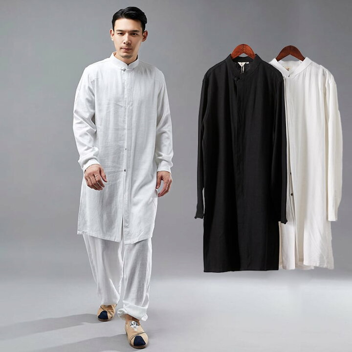 楽天市場 チャイナ服 メンズ チャイナジャケット ロング 丈長 男性用 カーディガン 中国服 民族衣装 中華風 立ち襟 漢服 送料無料 チャイナカジュアル 楽天市場店