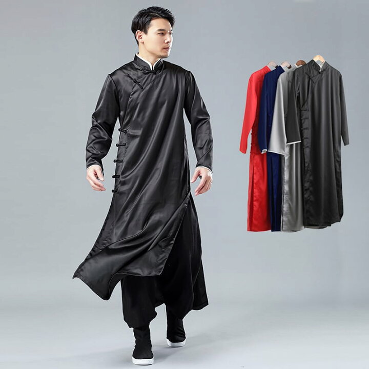楽天市場 チャンパオ パオ 長袍 チャイナ服 中国服 中華服 メンズ 男性用 ロング丈 丈長 サテン 送料無料 チャイナカジュアル 楽天市場店