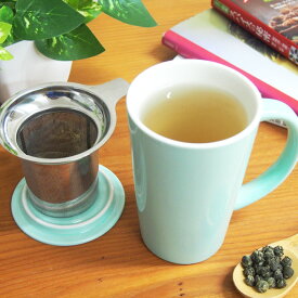 茶こし付きマグカップ 陶器製 400ml セラミック お茶 ストレーナー フタ付き 日本茶 紅茶 中国茶 ハーブティー