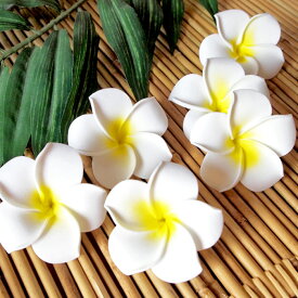 プルメリア6個 花 アーティフィシャルフラワー 造花 アジアン雑貨 ホワイト バリ ハワイアン 髪飾り アクセサリー インテリア
