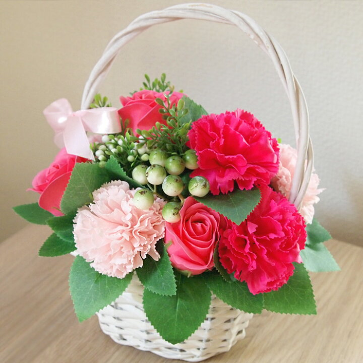 超安い 母の日 ギフト お花 花かご Diy 手作り フラワー ブーケ 誕生日 記念日 お祝い花 花束 プレゼント 枯れない花 造花 おしゃれ フェルトフラワー