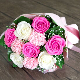 ソープフラワー 花束 ブーケ 送料無料 誕生日ギフト イエロー バラ ローズ ひまわり アレンジメント お見舞い バースデー 記念日 お祝い 発表会 還暦 古希 内祝い md