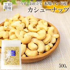 カシューナッツ 500g 本場 インド産 甘みたっぷり 有塩 大粒 カシュー チャック付き おつまみ ナッツ カシュ― メール便 送料無料 家飲み 珍味工房しのや