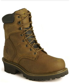 55025 チペワ CHIPPEWA　9"メンズ ブラウン スチールトゥ ロガーブーツ6/MYF