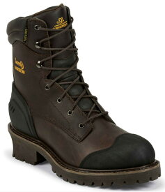 55053 チペワ CHIPPEWA　8"メンズ ブラウン ウォータープルーフ スチールトゥ レースアップブーツ6/MYF