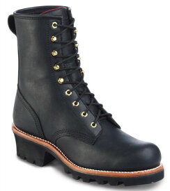 73020 チペワ CHIPPEWA　8"メンズ ブラック スチールトゥ ロガーブーツ6/MYF