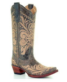 (#18)L5407　コラール Corral　13"Circle G レディース グリーンベージュ 刺繍 ウエスタンブーツ【送料無料 通販】