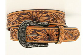 【n320002402】ノコナ　NOCONA本革サンフラワー　カーヴィング　　レディス　ウエスタンベルト　6/JL