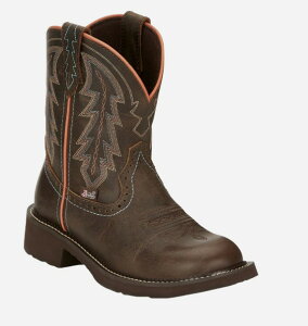 【GY9538】ジャスティン JUSTIN レディース  ベイブラウン バッファロー革 ショート ウエスタンブーツ 7/J