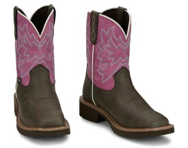 【7/AUGY9540】ジャスティン JUSTIN　レディース ジプシー　シリーズ　ケイ　ボードスクエア　チョコレート　ショート　ウエスタンブーツ