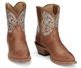 【7/AUVN4421】ジャスティン JUSTIN　レディース 　イザベラ　バーンウッド　ブラウン　ショート　ウエスタンブーツ　ブーティー