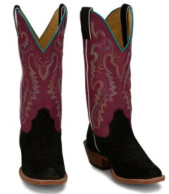 【7/AUFN4122】ジャスティン JUSTIN　レディース 　アニーアップ　マルベリーー　スクエア　トゥー　ウエスタンブーツ