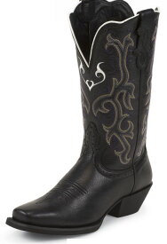 【7/AUL2554】ジャスティン JUSTIN　レディース サイズ　9.5B（25.5cm-26cm) スタンピート　ブラック　　ウエスタンブーツ