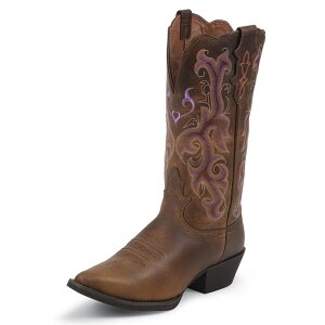 【7/AUl2565】ジャスティン JUSTIN レディース サイズ 8C(25cm-25.5cm) ブラウン&ピンク ウエスタンブーツ