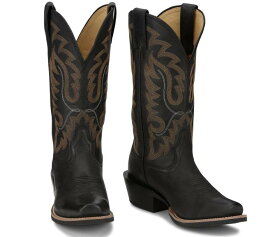 【6/AUFN7256】ジャスティン　JUSTIN　メンズ タウン　パフォーマンス　ブラック　ボードスクエア　　ウエスタンブーツ