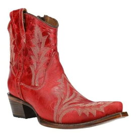 L5704) Circle G by Corral コーラル　シャインレッド　 ウェスタン ジッパー ブーティ　　6/JL