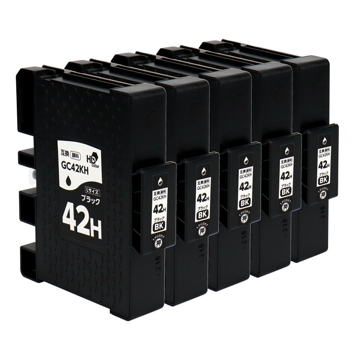 楽天市場】Lサイズ リコー用 GC42KH 顔料 ブラック×5セット 互換インク 