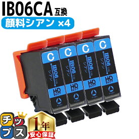 全色顔料 エプソン用 IB06A メガネ IB06CA 顔料 シアン 4セット 互換インクカートリッジ 機種： PX-S5010 内容： IB06CA